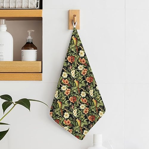 Miniatura 6 de Decorative Hand Towels for Bathroom - Hawaii Retro Parrot Print Soft Absorbent Small Bath Hand Towels for Kitchen, Farmhouse, Spa, Hotel, Guest Tea