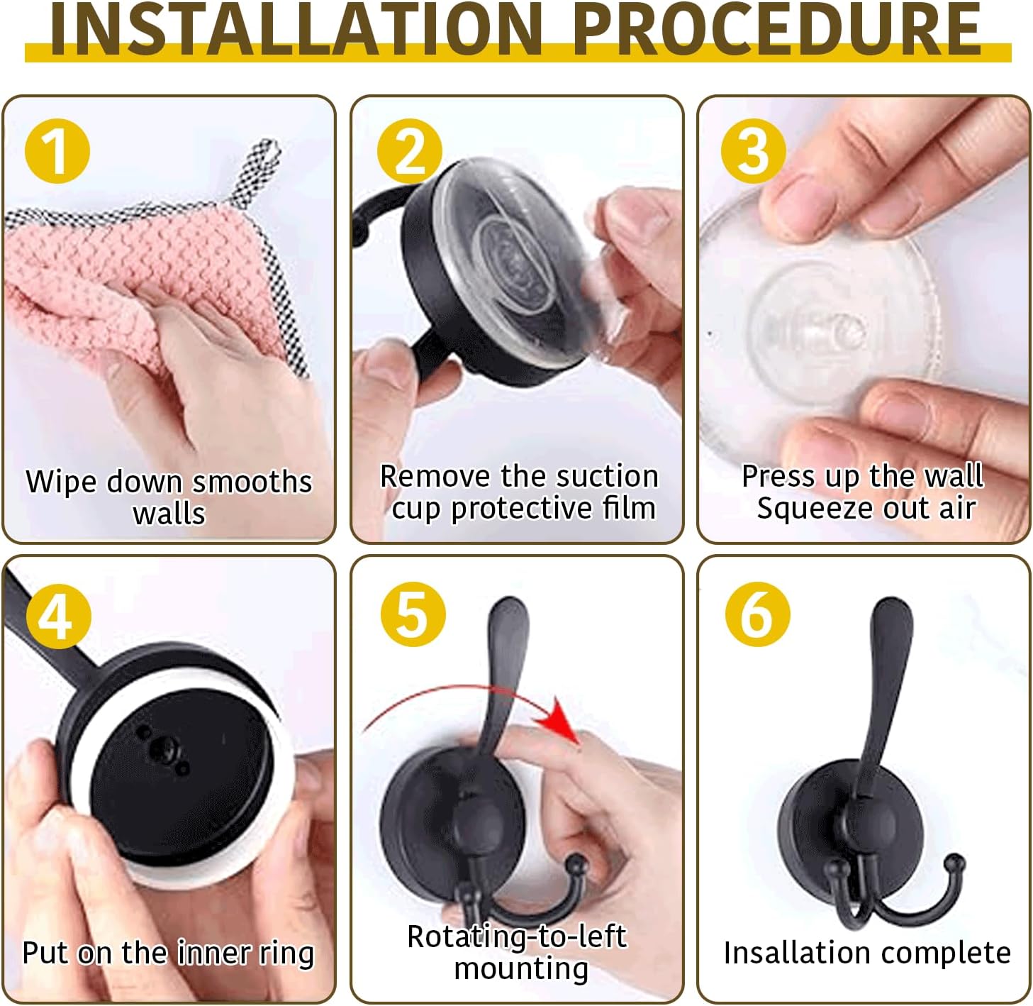 Metal Suction Cup Hooks, Heavy Duty Double for Bathroom, Kitchen, Wall, Cabinet, Car - 2 Pack, Rustproof & Waterproof Adhesive Hooks for Organizing Towels, Keys, Coats, Hats (White)