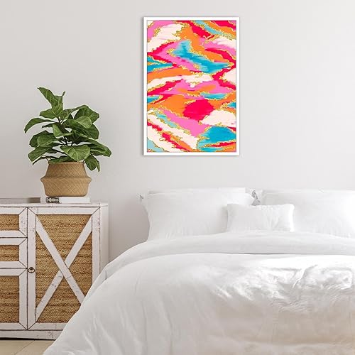 Miniatura 2 de BNGFDV Pintura abstracta rosa y azul, decoración de habitación preparada, lienzo vibrante, arte de pared, decoración de dormitorio universitario,