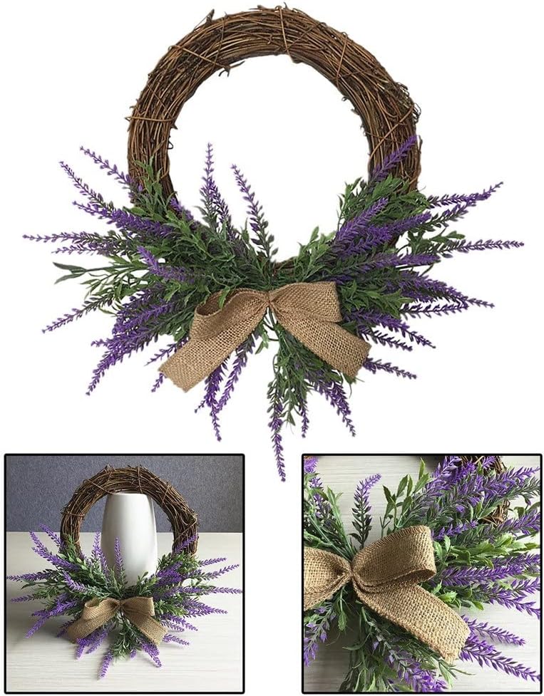Lavender Flower Wreath Floral Plant Flowers Hanging Decor 14 for Front Door Outdoor Wedding