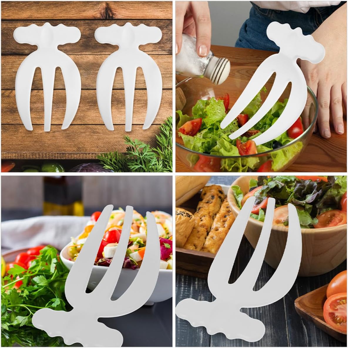 Reusable Plastic Stirring Forks 4pcs White Salad Servers