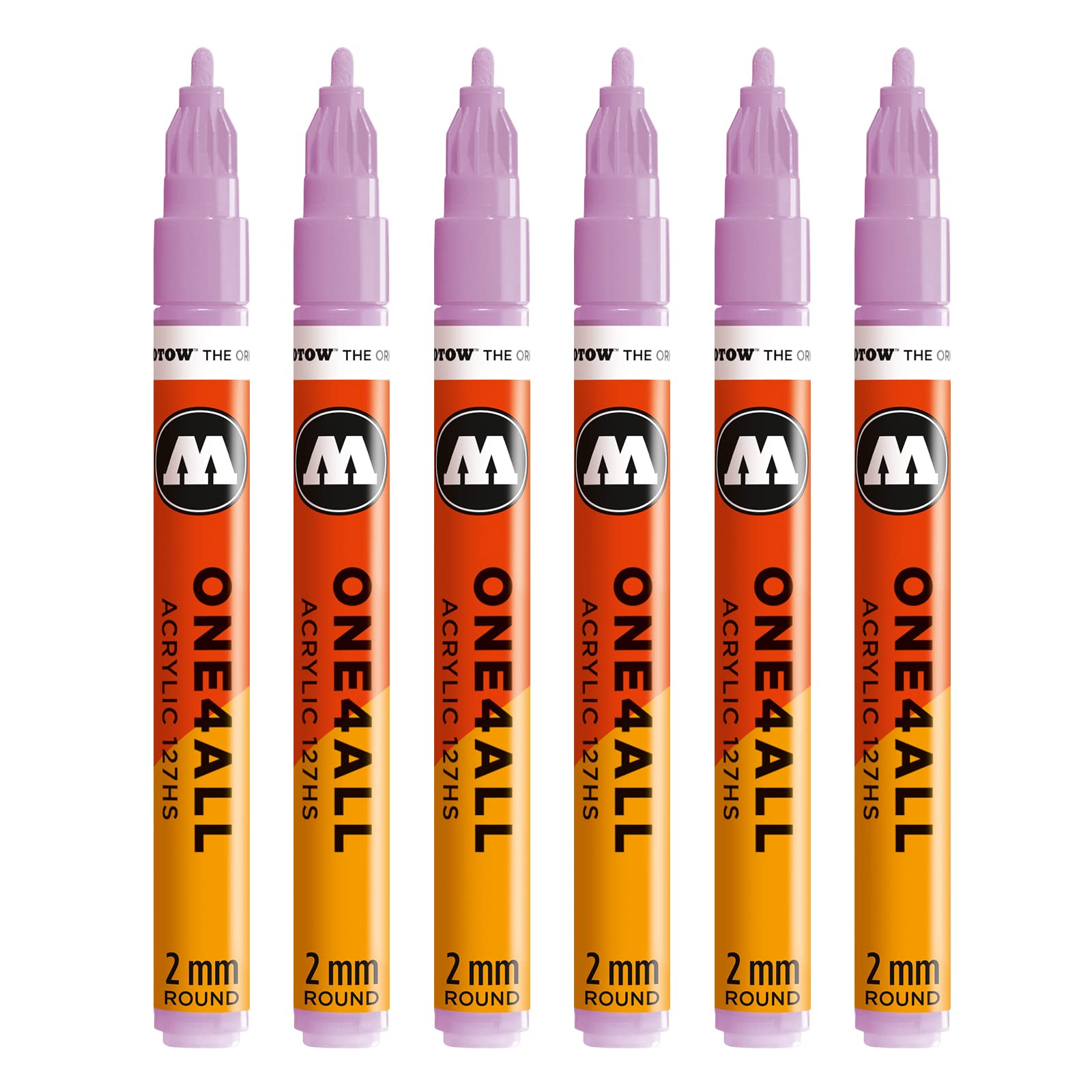 Molotow One4All 127HS Acrylic Marker (2.0 mm Line Width, High Coverage and Permanent, UV-Resistant, for Almost All Surfaces) Pack of 6 Colour 201 Purple Pastel