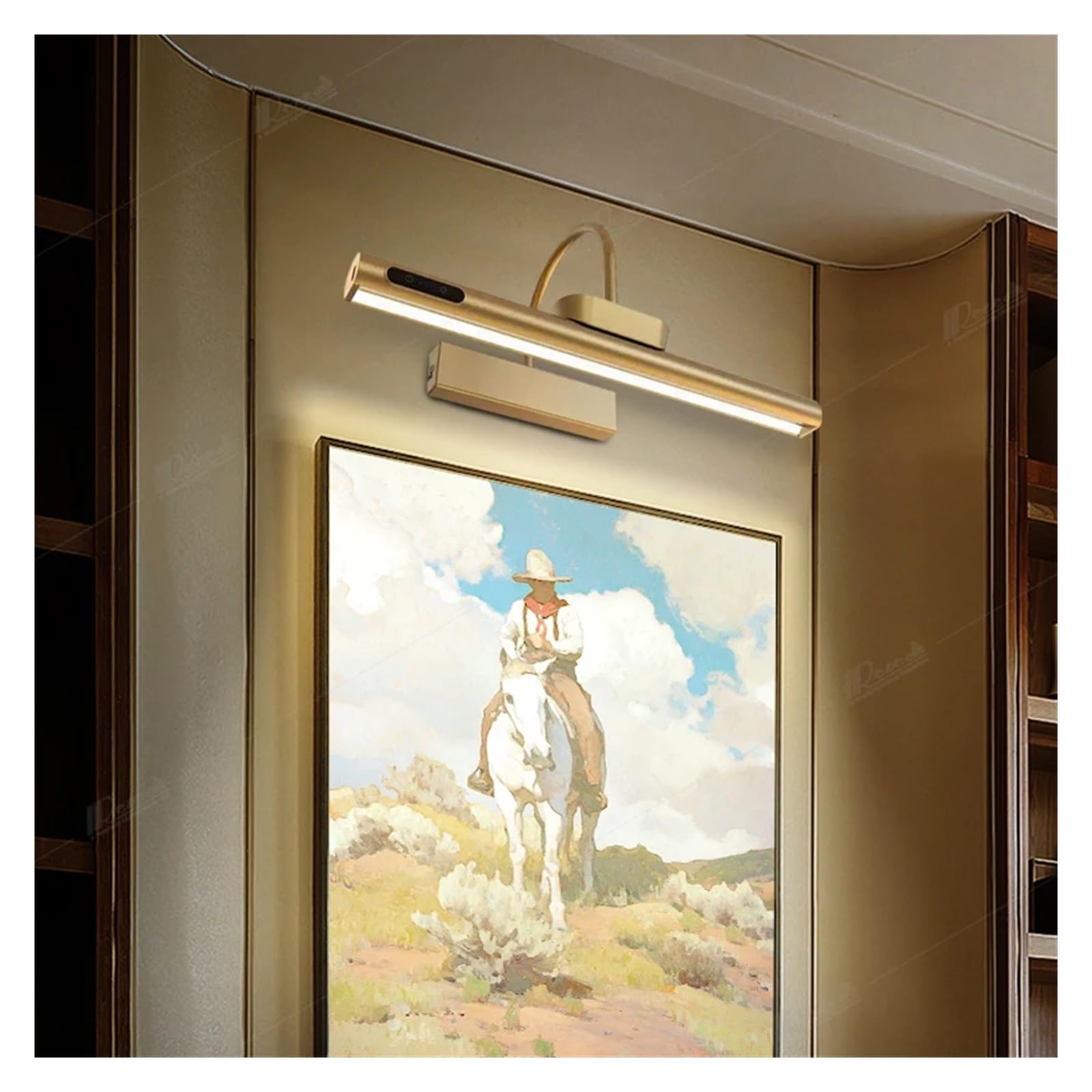 Luci Esposizione Per Quadri Lampada Da Parete Ricaricabile A LED Moderna Telecomando Che Attenua Le Luci For Quadri In Alluminio Con Luce For Specchio Da Bagno In Oro For Hotel