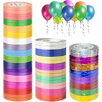 64 Rolls Curled Curling Ribbon Gift Ribbon Set 10 m per Roll 3 Styles