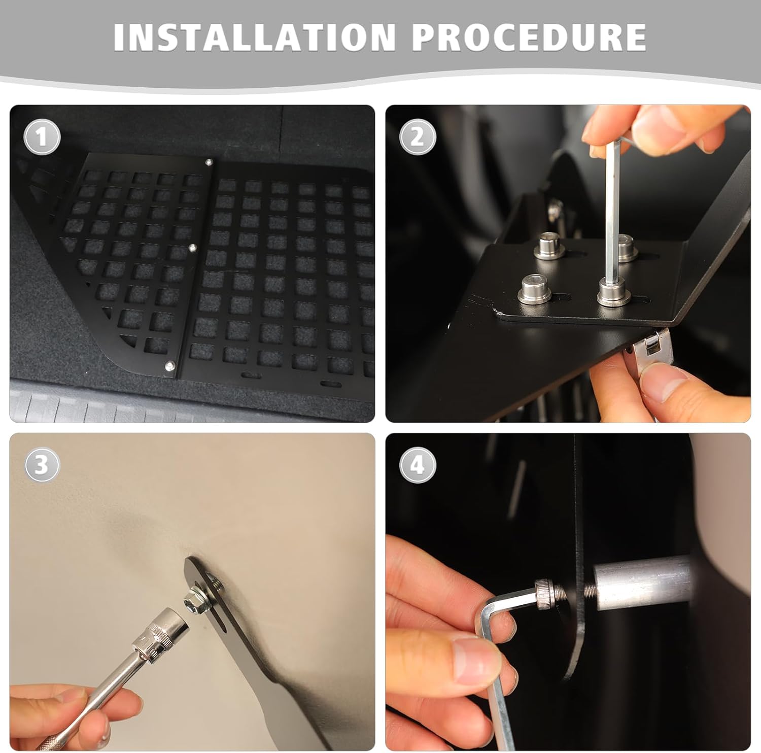 Jimen for 4Runner Molle Panel, Rear Side Window Storage Molle Panels Cargo Rack Shelf Compatible with Toyota 4Runner 2010-2023
