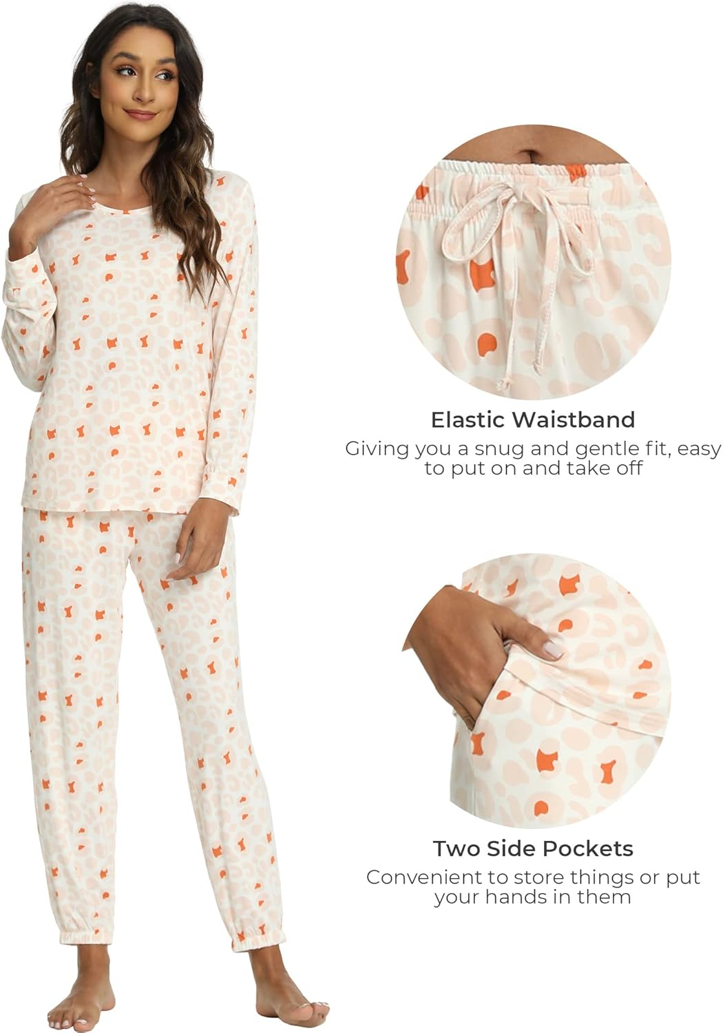 GYS Womens Pajamas Set - Viscose Made from Bamboo, Long Sleeve Sleepwear Tops with Jogger Pants Lounge Pjs Sets - Image 6