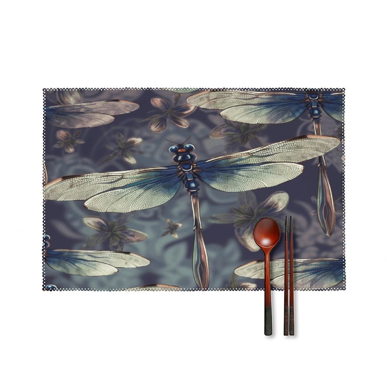 Fodpand Style Dragonfly Pattern Placemats Set Of 4 Place Mats Table Mats