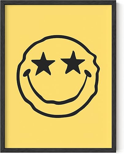 HAUS AND HUES Trippy Smile - Póster de pared Trippy, póster de cara sonriente goteante para estética de habitación, pósteres trippy para habitación,