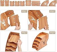 Vista 3 de CHGCRAFT Estante de almacenamiento de facturas de madera con 5 ranuras, organizador de papel de escritorio, soporte de archivos, bandeja