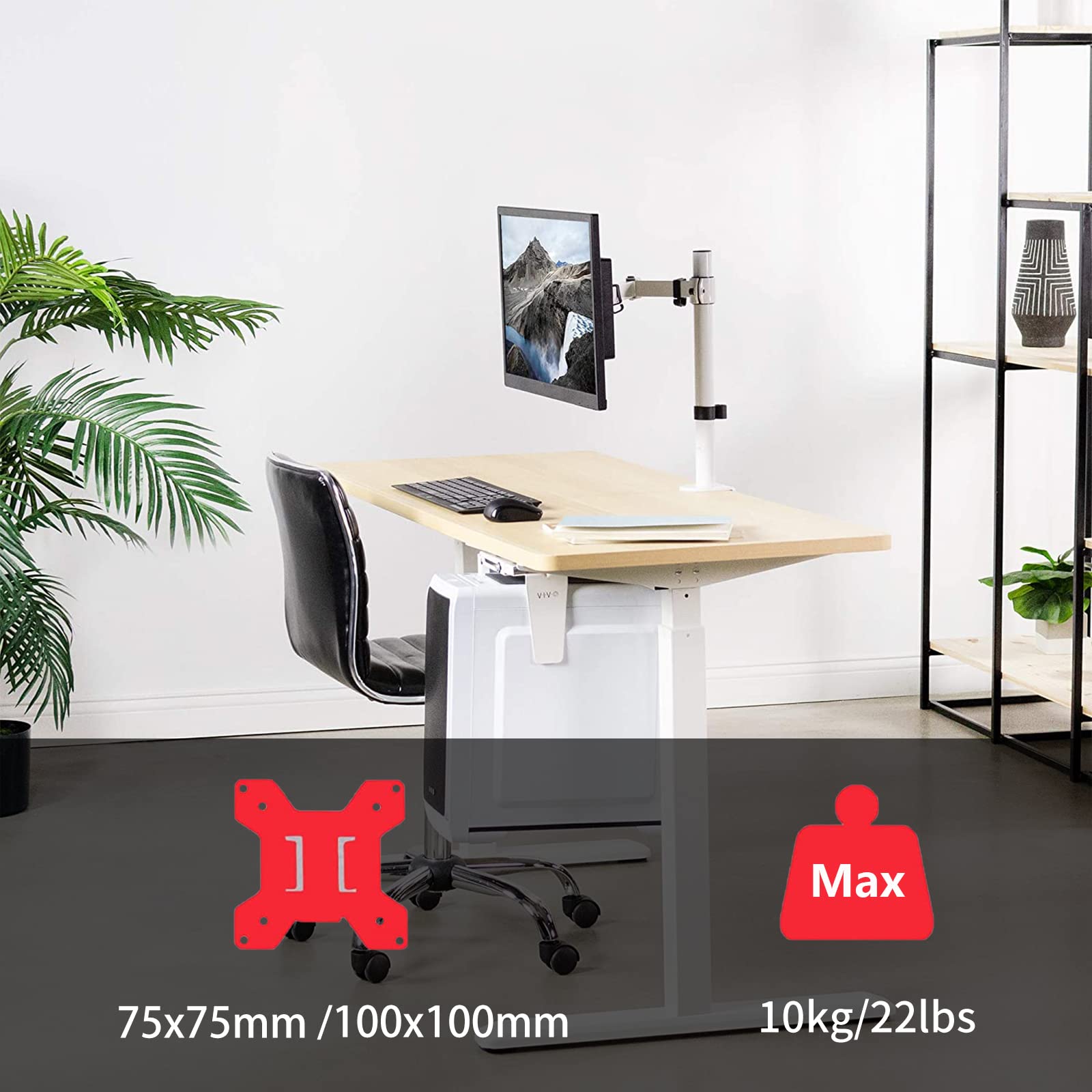 Suptek braccio per monitor singolo da scrivania supporto per schermi LED LCD da 13-27 pollici supporti per monitor per PC fino a 10 kg VESA 75/100 mm bianco MD9421W