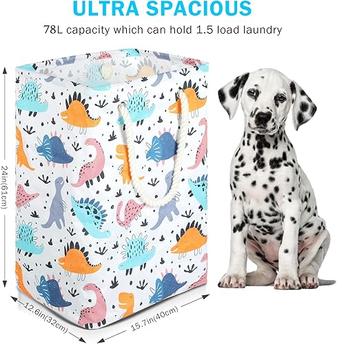 Miniatura 2 de Cesta de ropa sucia a cuadros de búfalo de 78 litros, plegable, alta e impermeable, con asas de cuerda de algodón, contenedor de almacenamiento para