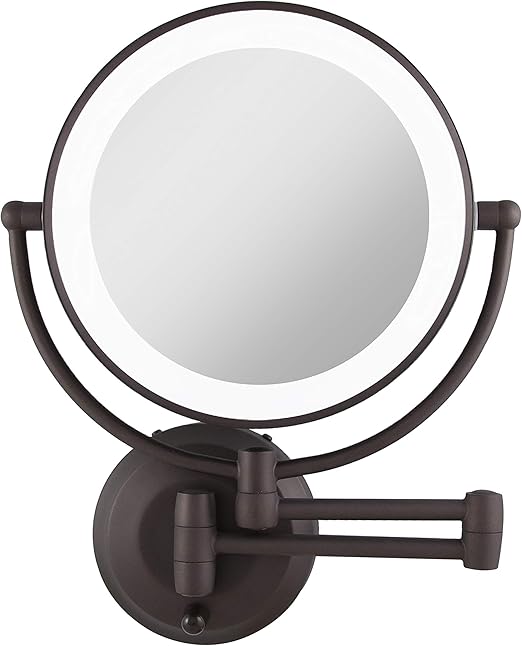 Zadro 11" LED Wall Mounted Makeup Mirror 10X/1X Shaving Mirror Cordless or Battery Operated