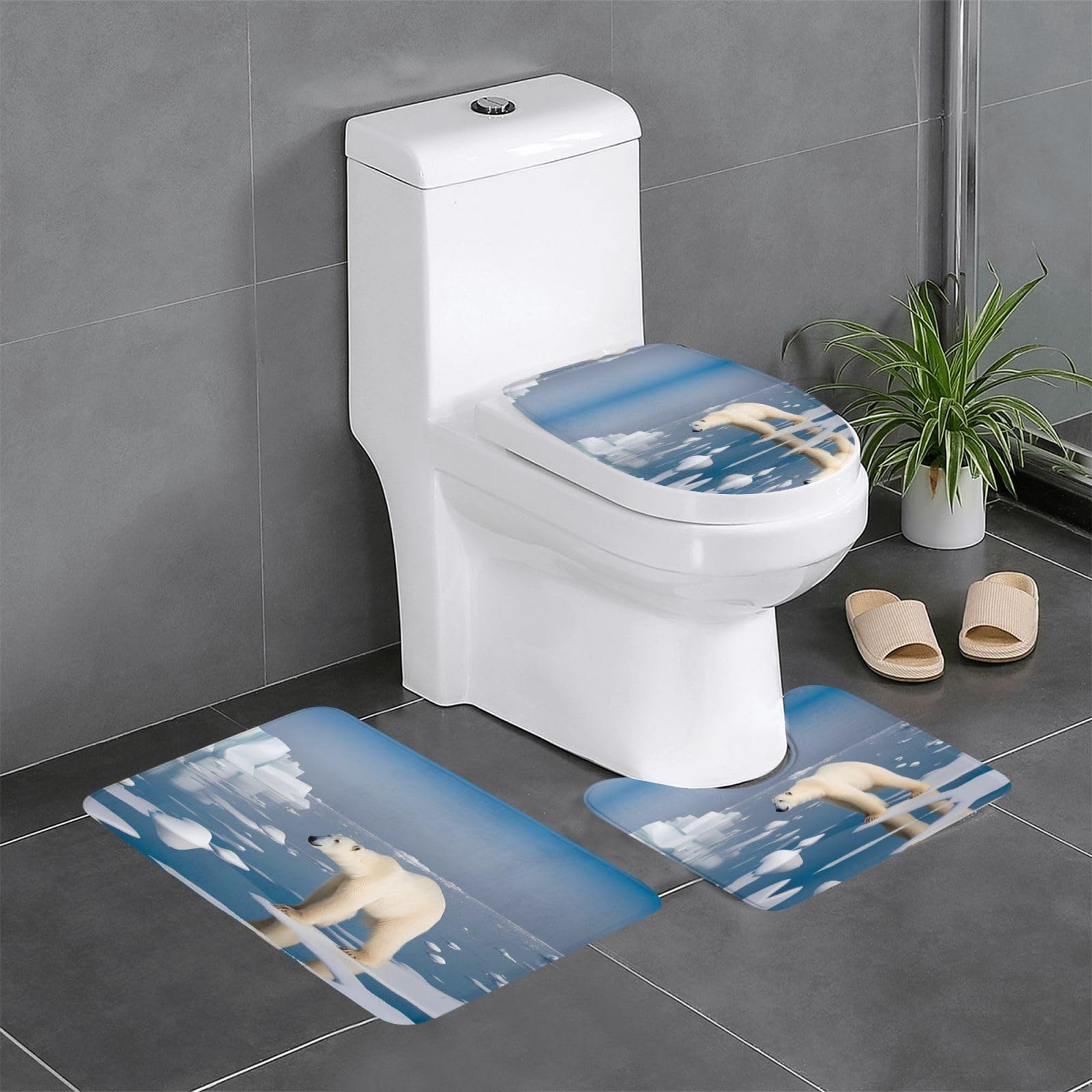 Tapis de salle de bain anti-glisse Polar Bear Ice évite les sols humides
