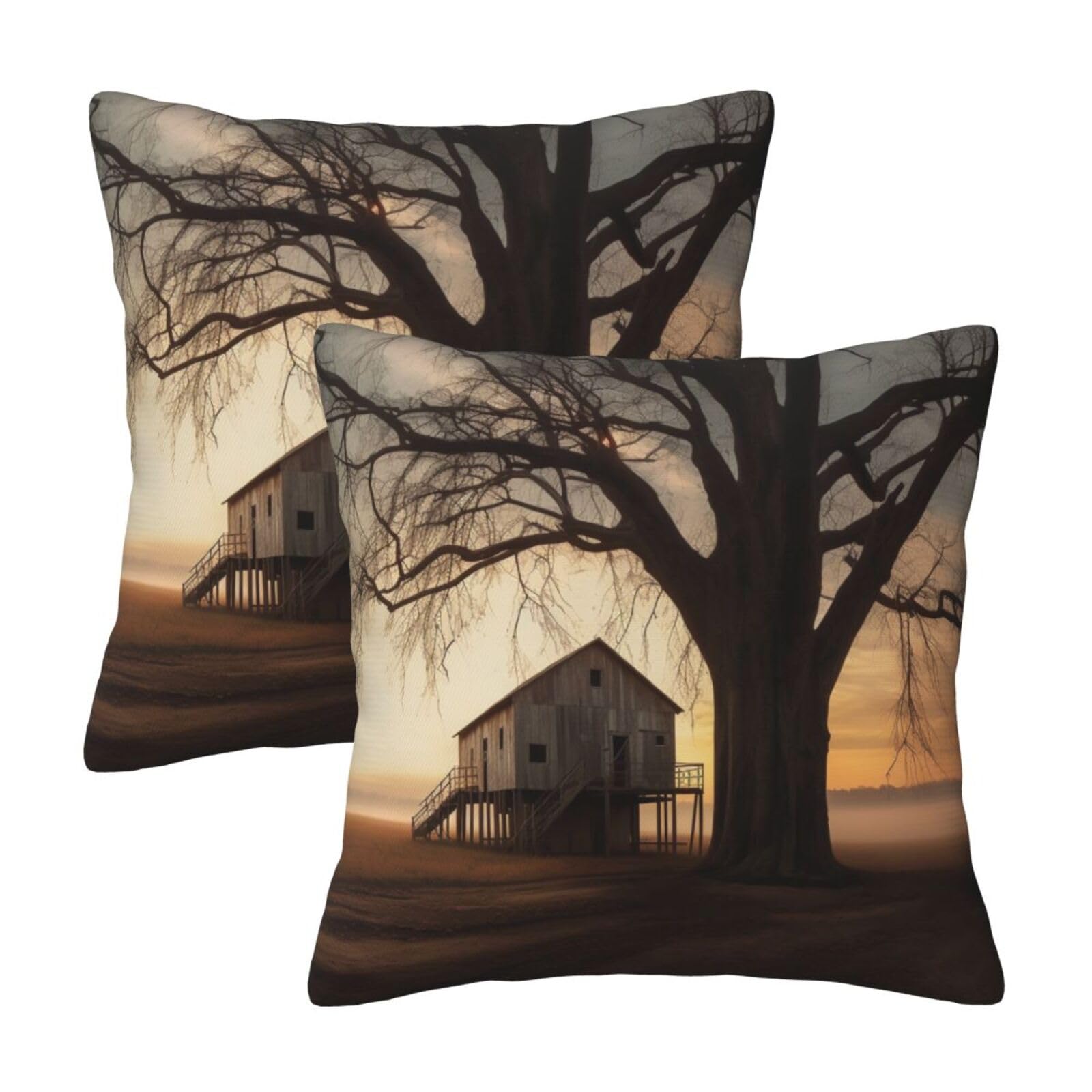 Sunrise Print Throw Pillow Cases 2 Pack Square Pillowcases Soft Pillow Protectors for Couch Livingroom Sofa Bed Office Car,30x30 CM