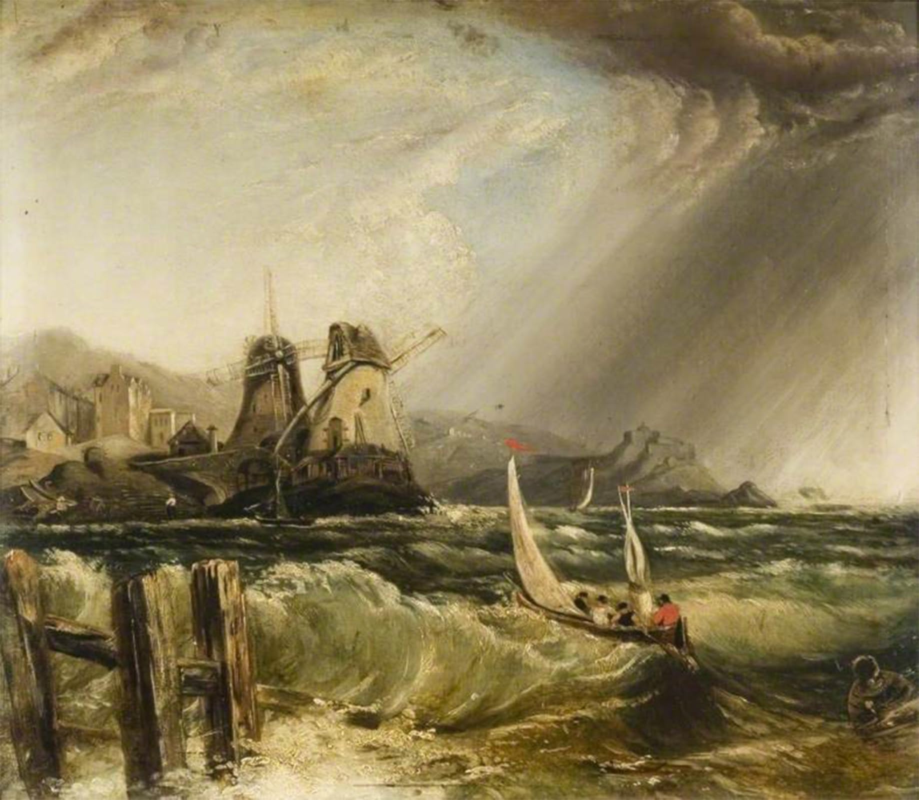 POSTERIIk Vintage Classic Picture Landscape Artwork Sea View of St Malo by Clarkson Stanfield Portrait Canvas Painting for Office Home Decor 60x90cm