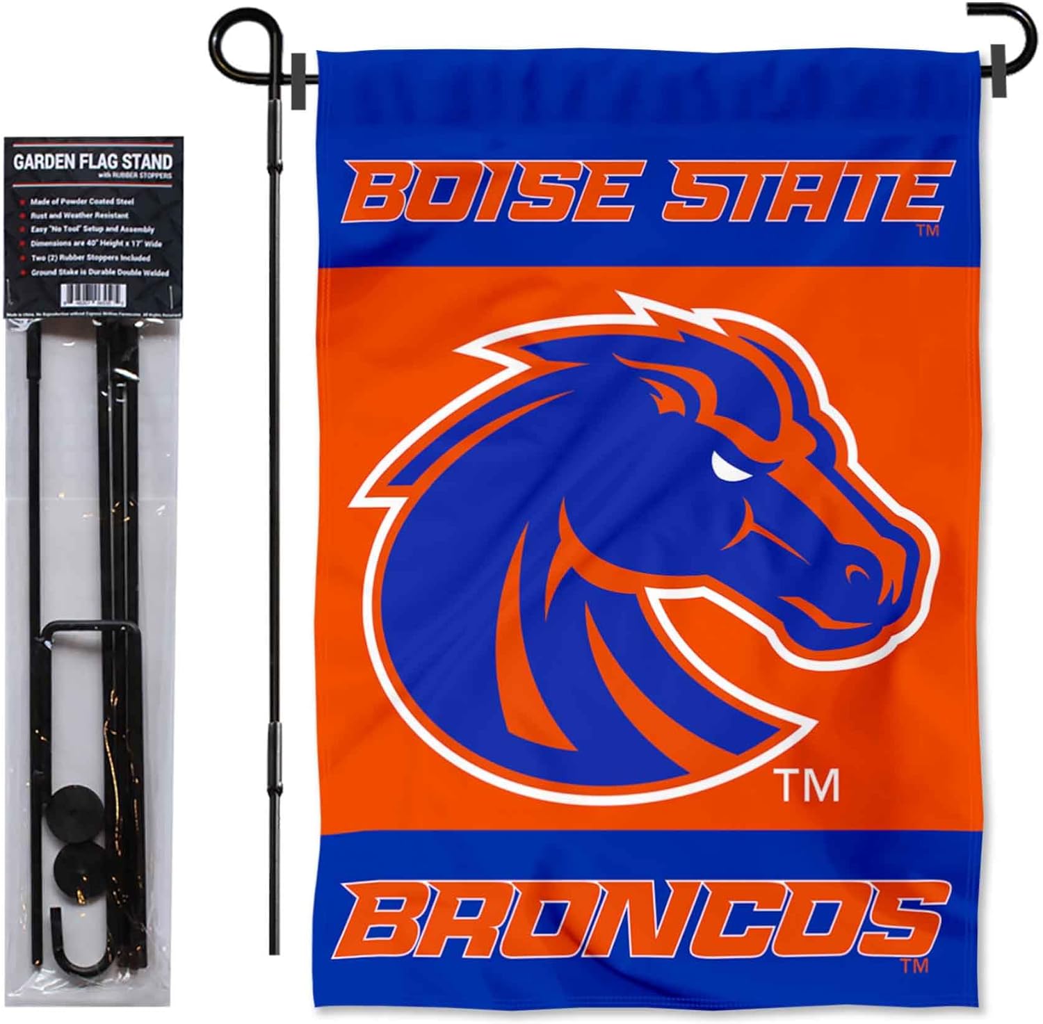 Boise State Broncos Garden Flag with Pole Stand Holder