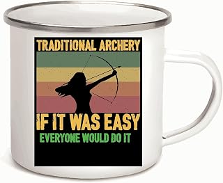 Traditional Archery Gifts for Sportonly Fans Ideal for Archery Lovers 12oz Enamel Silver Mug