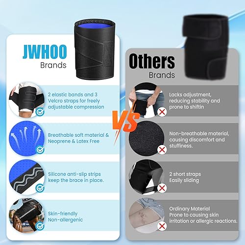 Miniatura 6 de Manga de compresión para muslos para hombres y mujeres  Manga de compresión ajustable para isquiotibiales, soporte transpirable para ingle, soporte