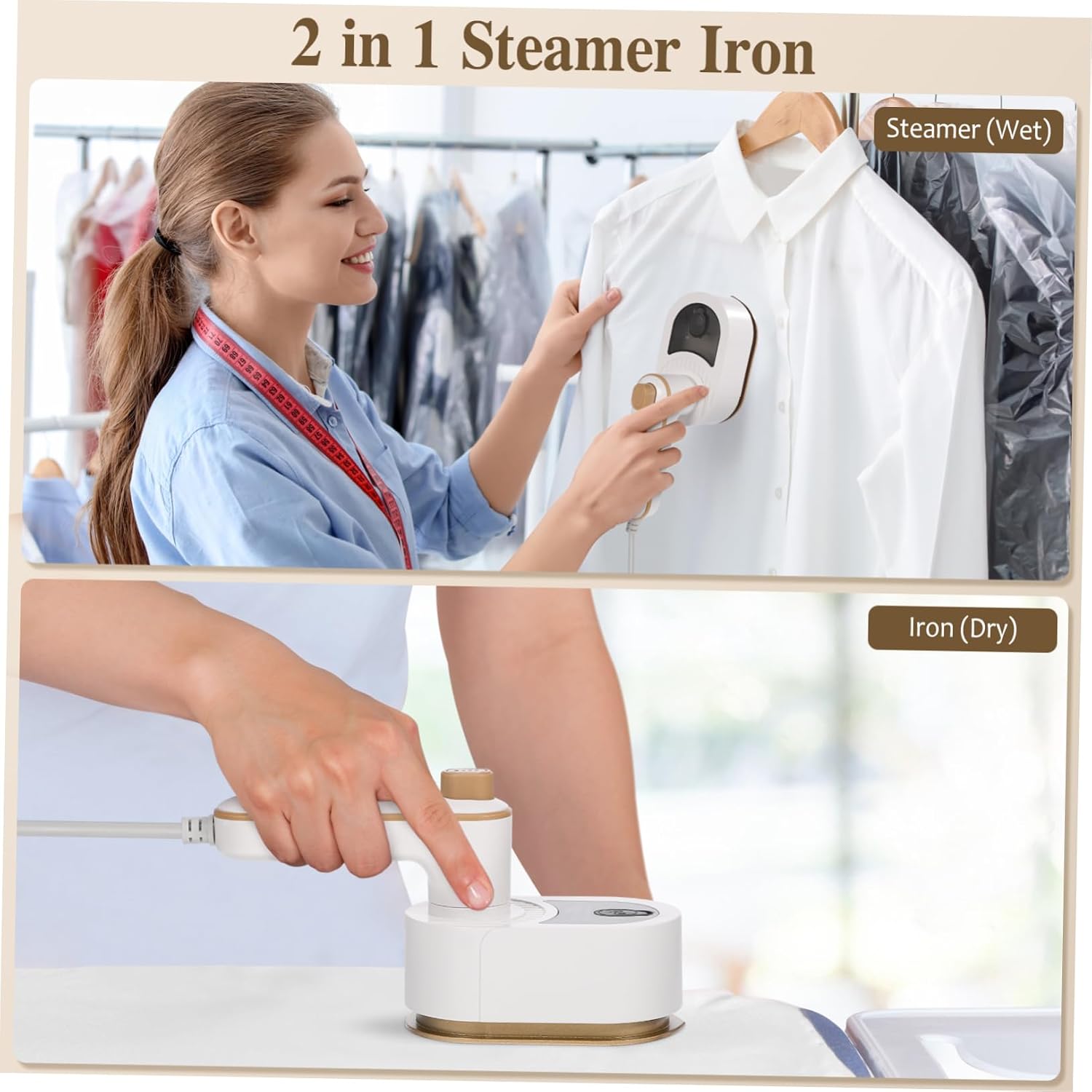 ABOOFAN Handheld Iron Steamer Travel Iron for Fabric Wrinkle Remover for Clothes Us Plug