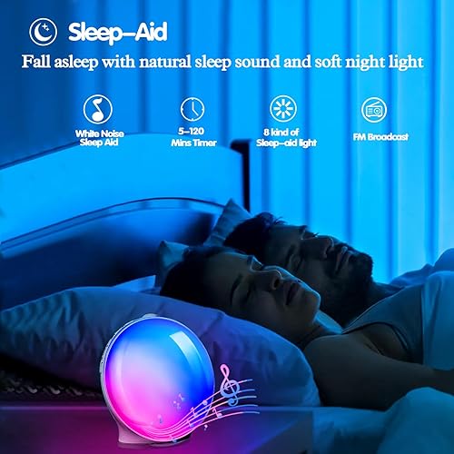 Miniatura 4 de Reloj despertador con luz de amanecer, luz nocturna de máquina de sonido para dormir, reloj despertador inteligente con simulación de amanecer,