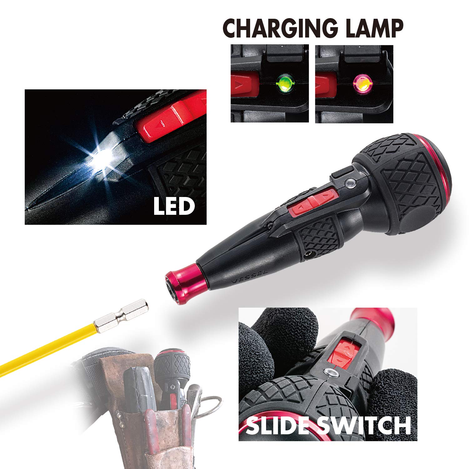 VESSEL電動×手動220USB(DBit×5pcs.) Amazon | ベッセル(VESSEL) 電動 ボールグリップ ドライバー