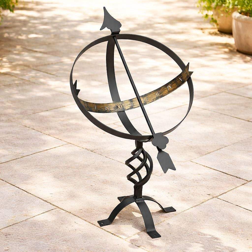 DanDiBo Cadran Solaire Noir en métal Fer forgé Résistant aux intempéries 72cm Pendule de Jardin