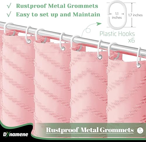 Vista 266 de Dynamene - Cortina de ducha, bohemia y rústica con rayas con chebrón en relieve, cortina texturizada para decoración de baño, juego de cortina A.