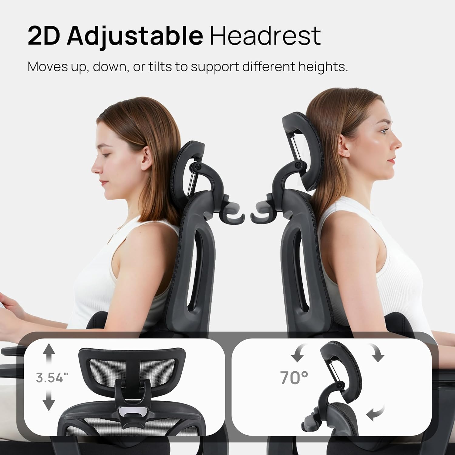 CabLady S1 Petite Ergonomic Office Chair Design with Detachable Pillow Lumbar Cushion, Coat Hanger, 2D Headrest & PU Armrests, Cloud Seat & Footrest Cute Desk Chair for Women Girls - Image 6