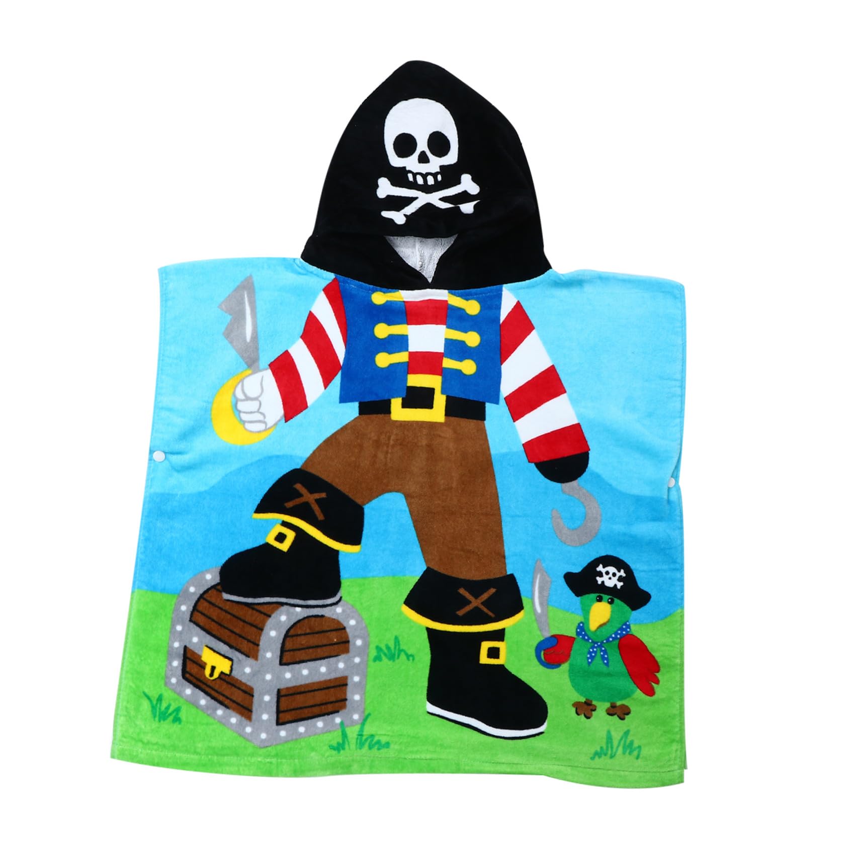 Kinderhandtuchbad mit Kapuze aus Weicher Baumwolle Saugfähiges Kinderbadetuch mit Niedlichem Piratenkapitän Design für Sommerfest