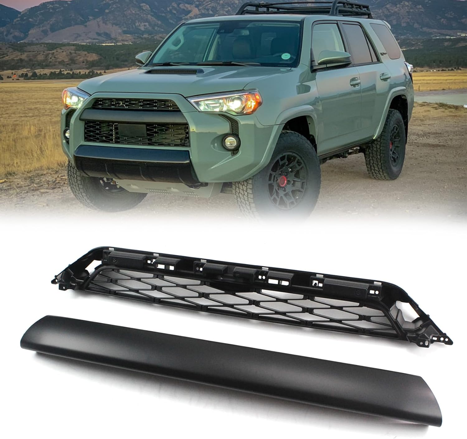 Bewild Front Bumper Grille Fit For 2014-2019 Toyota 4Runner SR5 TRD Off-Road TRD Pro Upper Mesh Grill Assembly Replacement (Not Fit Limited)
