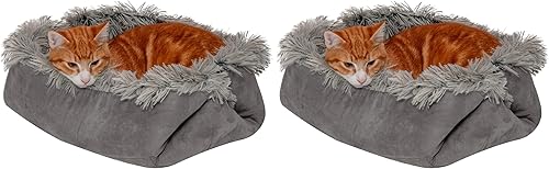 Miniatura 11 de Furhaven Cama para mascotas para gatos y perros pequeños – Cama térmica, auto-calentable, convertible, de piel y gamuza para gatos, lavable, color