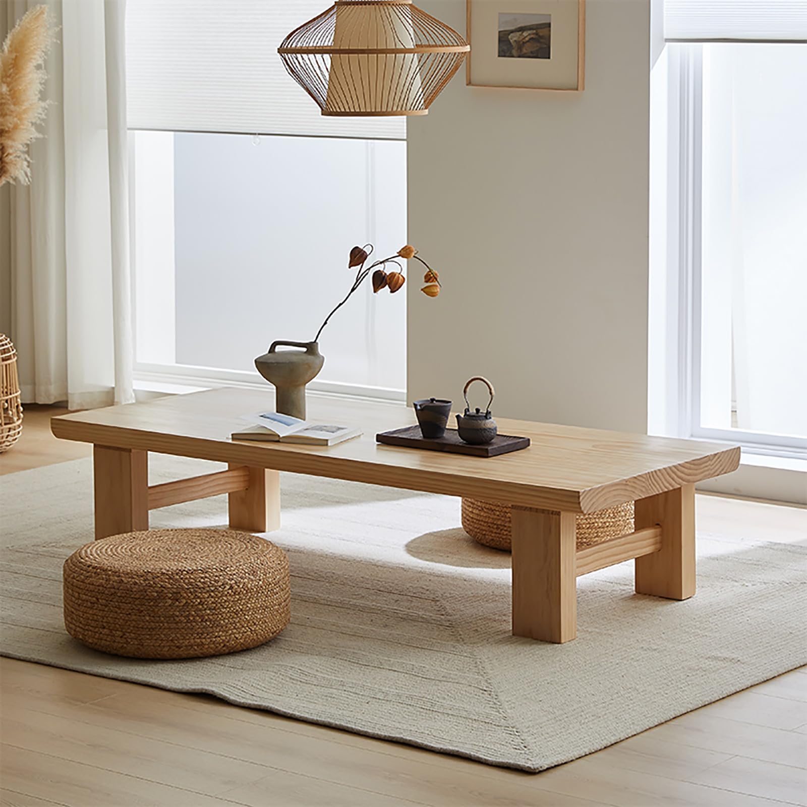 Table basse de sol japonaise au design épuré pour le salon