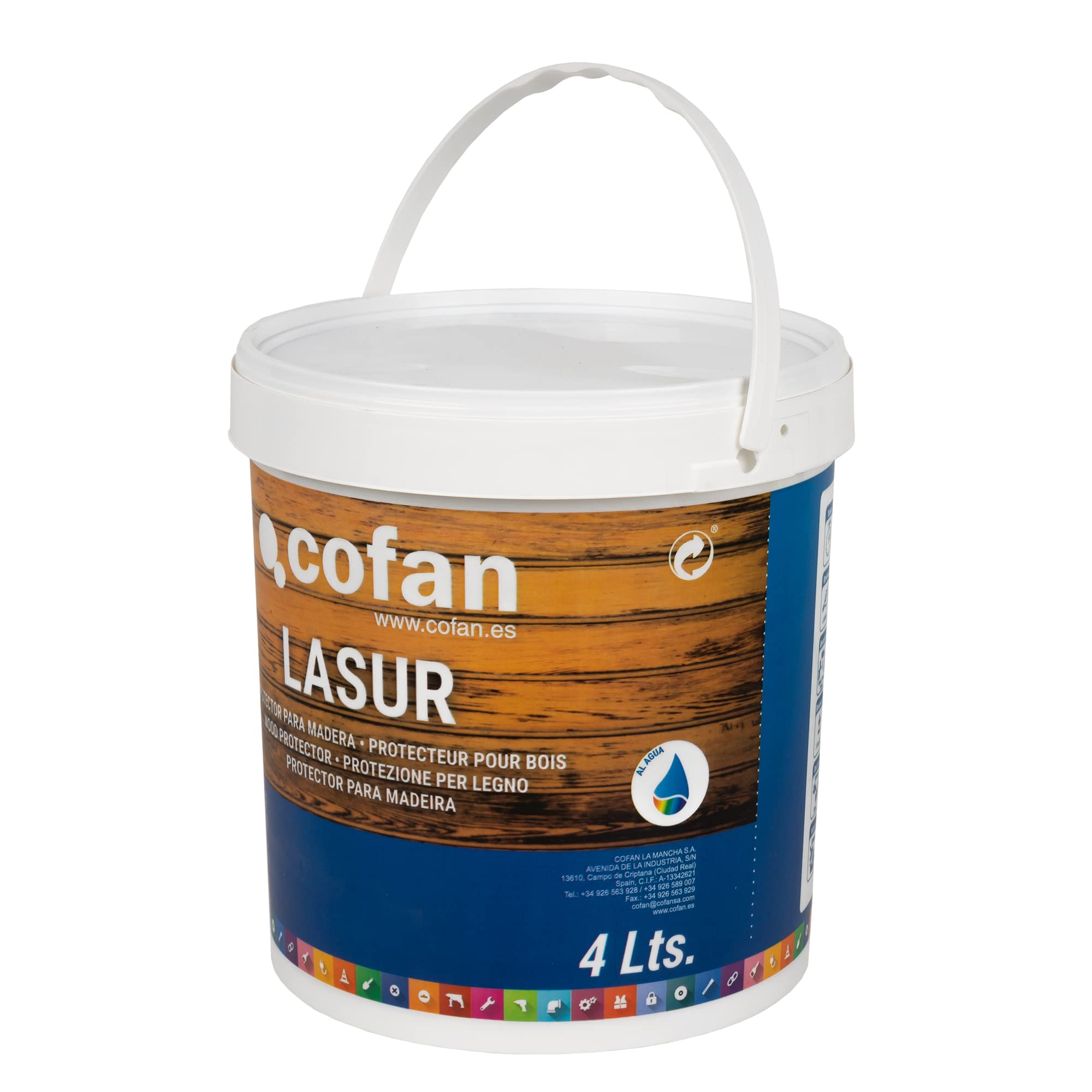 Cofan Lasur Protector al Agua para Madera | Color Palisandro con acabado Mate | Bote de 4 litros