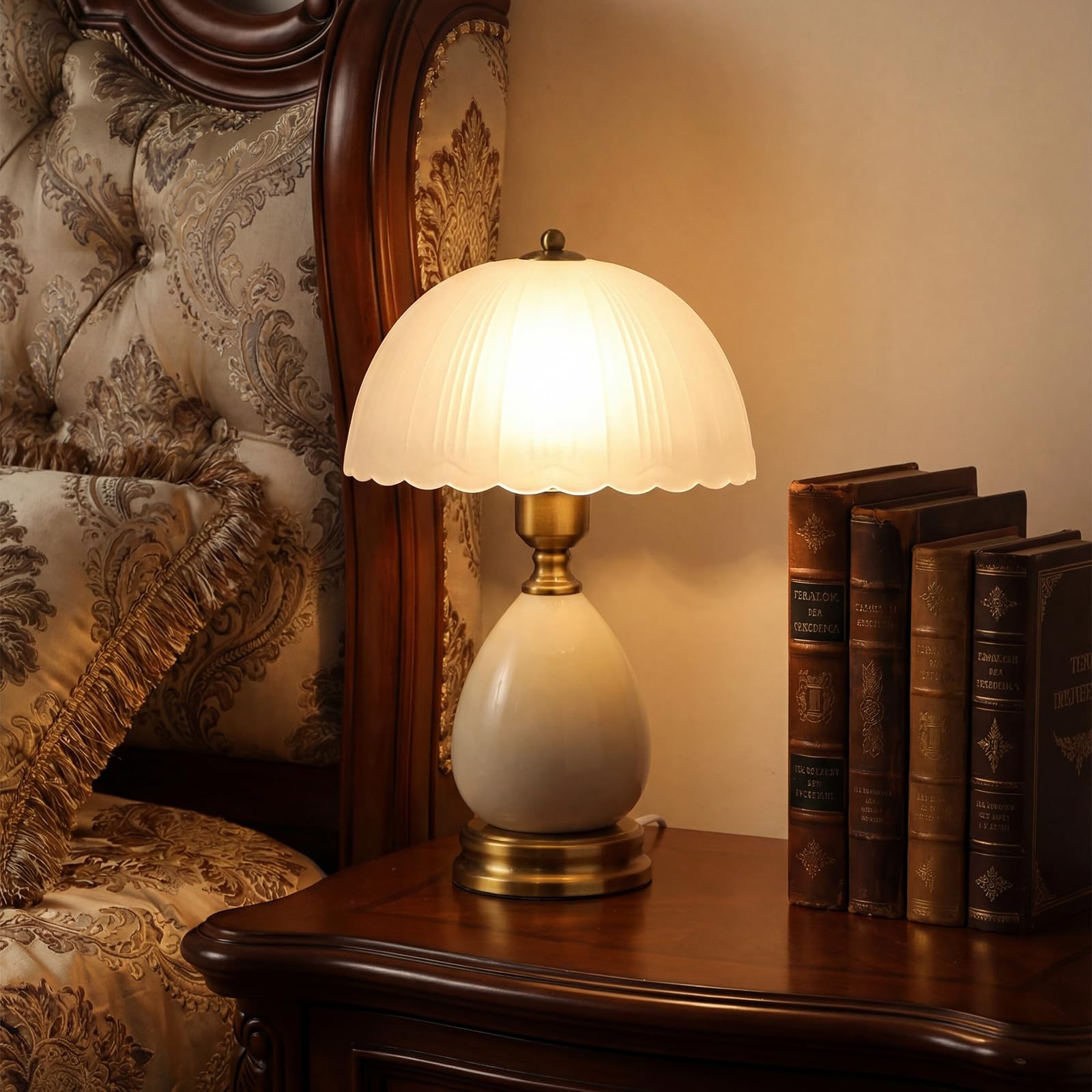 Lampada Da Tavolo In Ceramica Vintage Moderna, Lampade Tradizionali Retro Da Letto, Lampada Verde Classica Chinoiserie Per L'Arredamento Della Casa Soggiorno Camera Da Letto(01)