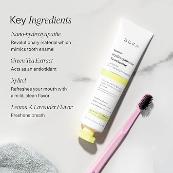 Boka Fluoride Free Toothpaste, Nano Hydroxyapatite Toothpaste, Appropriate for Sensitive Teeth - for Adult Oral Care - Lemon Lavender Flavor, 4 Fl Oz 1Pk