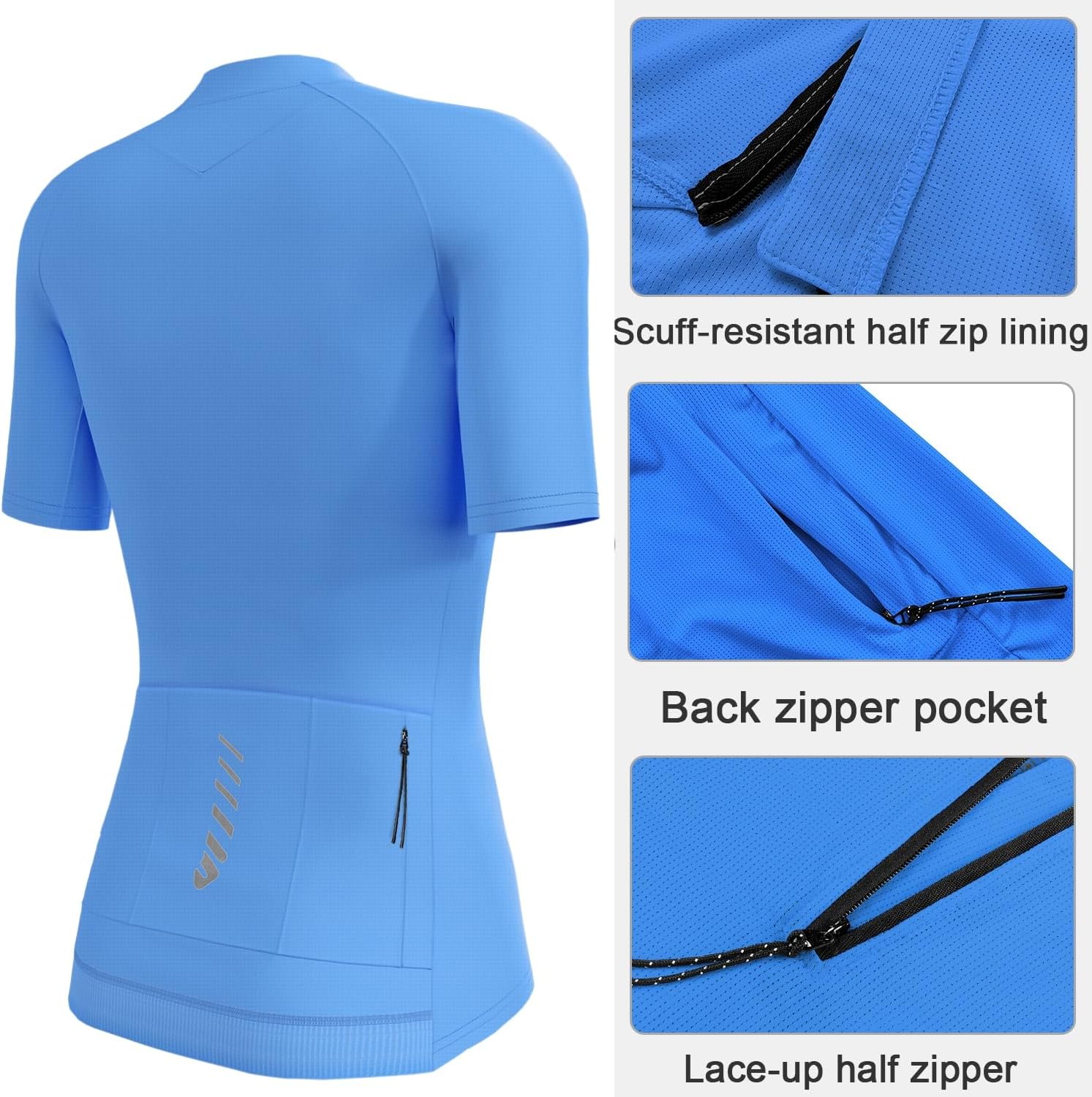 Wulibike Cycling Jersey Women Half Zipper Short Sleeve Breathable Road Biking Bike Shirts for Zip Pocket Cycle Tops Upf50+
