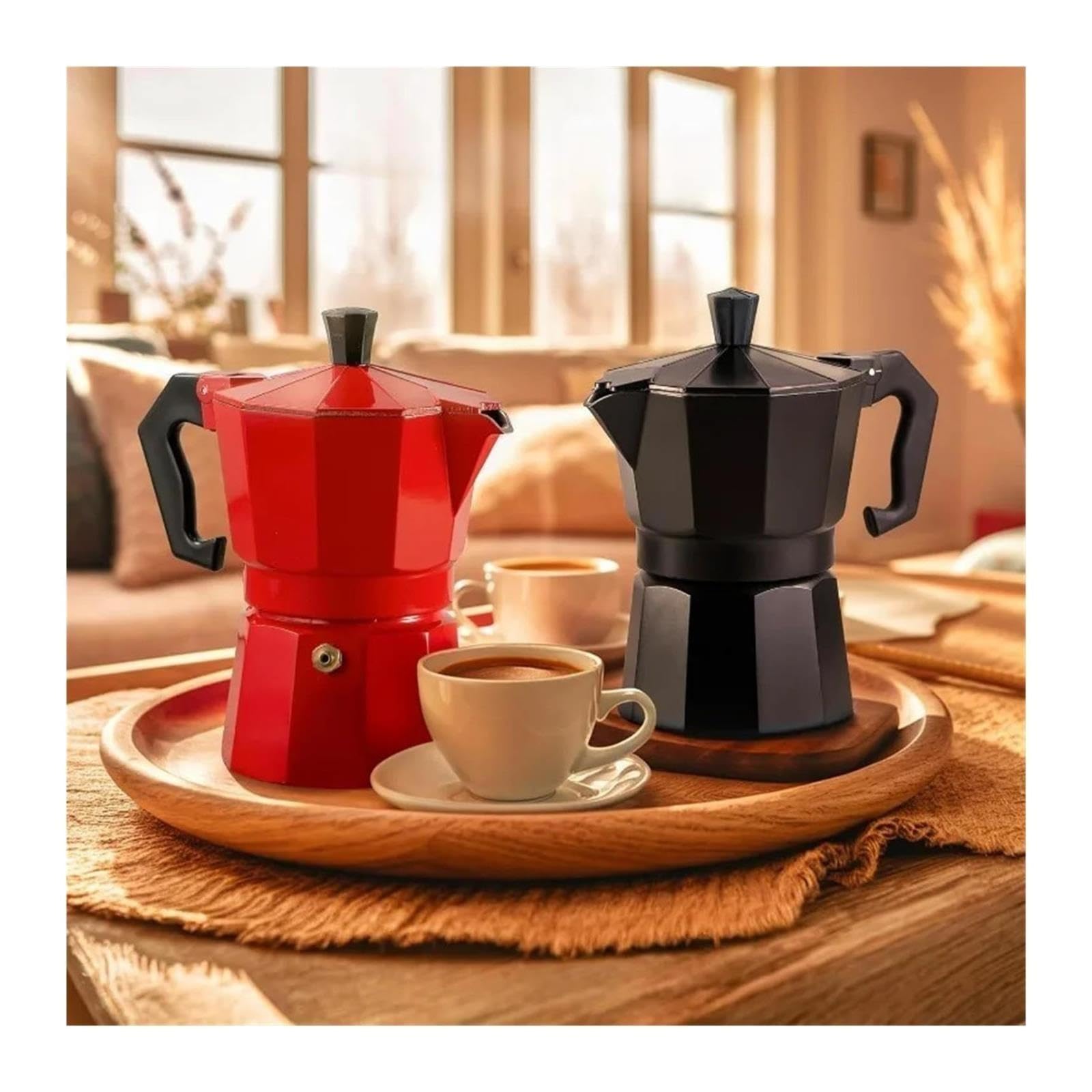 Genérico Cafetera Moka Aluminio con Mango Antiescaldaduras para Cocina
