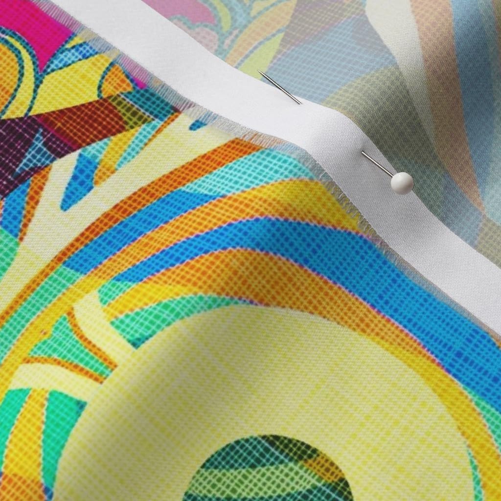 Spoonflower Fabric - Trippy Vinyl 1960S Hippie Vintage Disco 1970S Retro Nostalgia Printed on Organic Cotton Sateen Fabric by The Yard - Sewing Quilting Apparel Home Decor