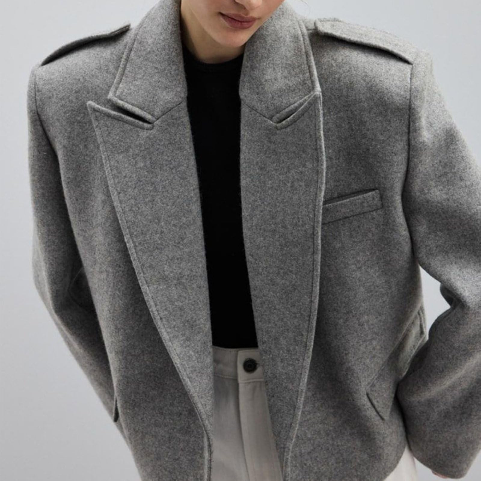 Blazer Casual Da Donna, Manica Lunga Modello Boyfriend Vestibilità Comoda Aperto Sul Davanti Giacche Corte
