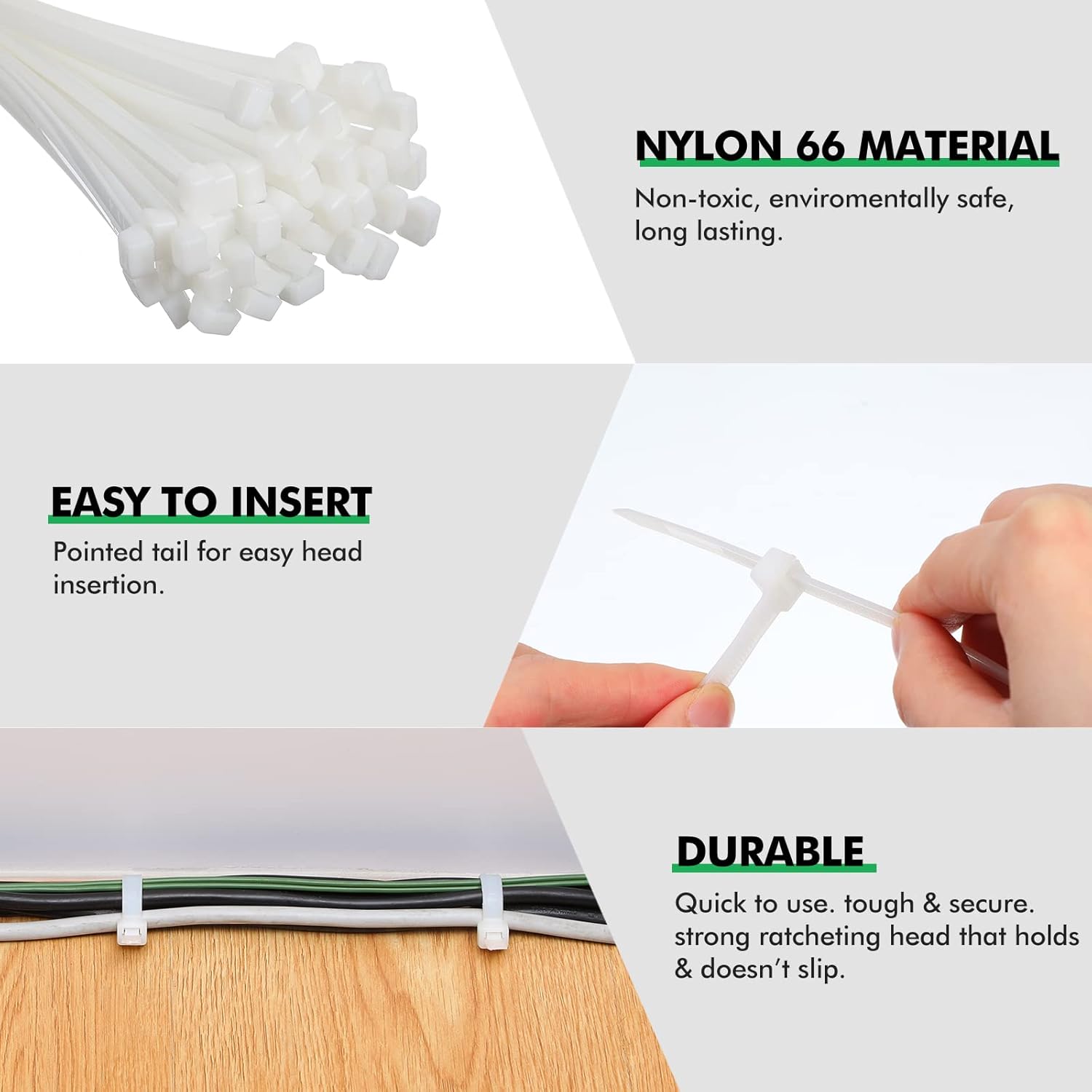 Nuanchu 100 Pcs 36 Inch White Zip Ties Heavy Duty Cable Ties for Indoor and Outdoor Binding Fences, Awnings Tying, Branches Bundling of Crops