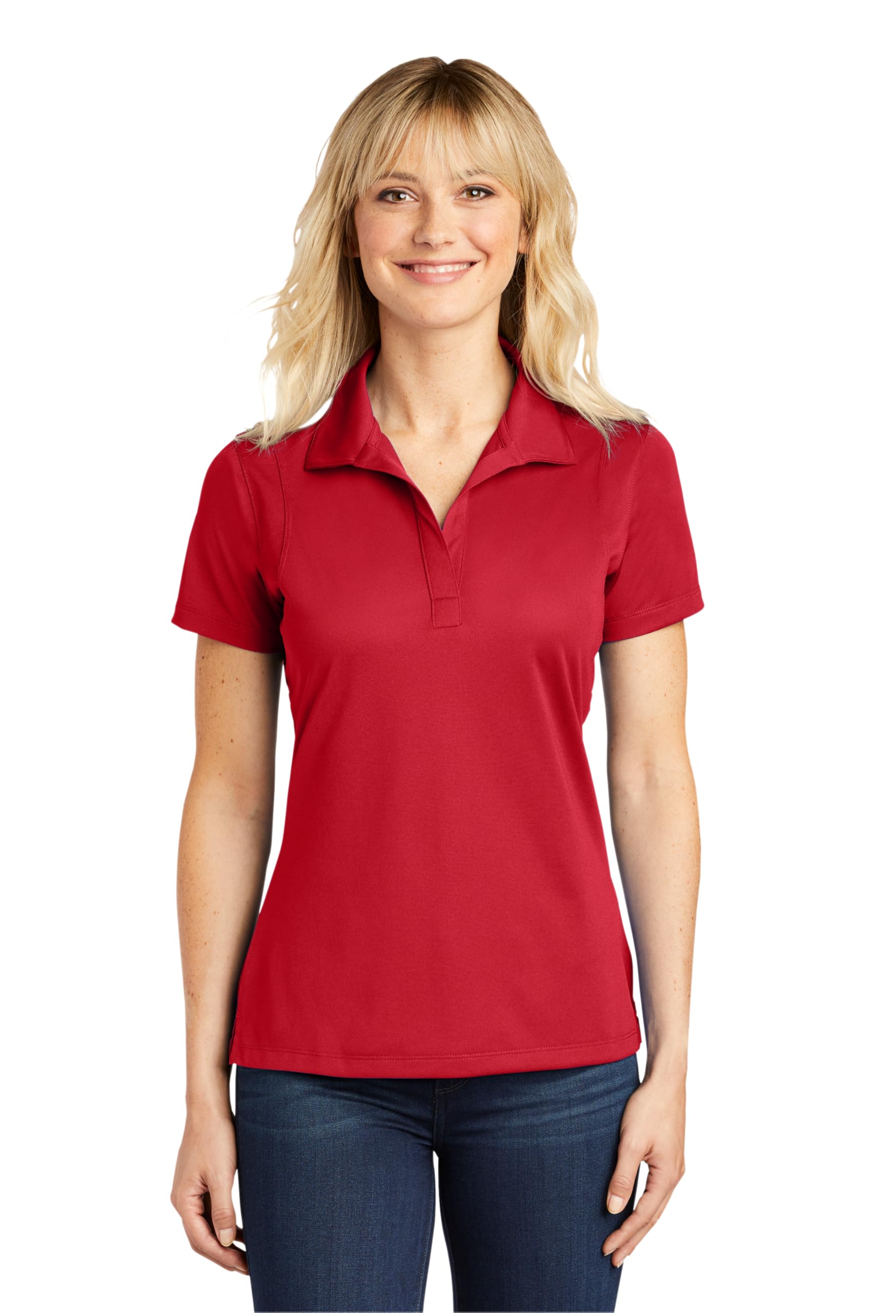 SPORT-TEK Women's Micropique Sport-Wick Polo | Ladies Short Sleeve Collared Shirt, Lightweight Relaxed Fit Top for Work, Tennis & Golf
