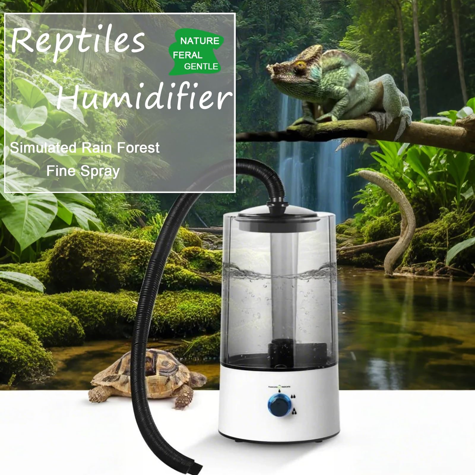 Humidificador nebulizador para Reptiles, humidificador para terrarios con Tanque nebulizador de 4L para Reptiles, paludarios y Anfibios.