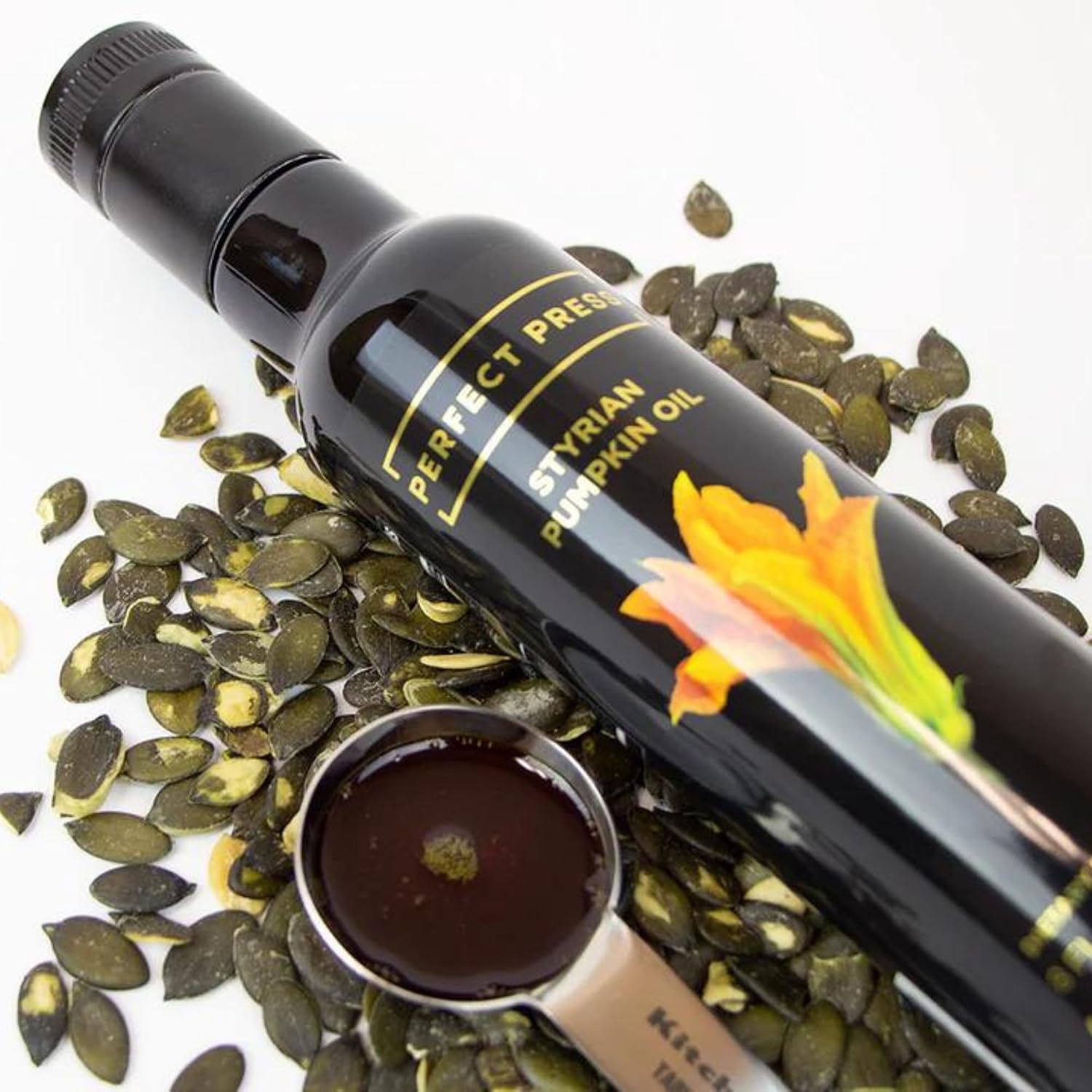 Activation Perfect Press Styrian Pumpkin Seed Oil | 8 fl oz | Cold-Pressed Gourmet Oil | For Cooking, Skin, and Hair | Nutty Flavor in UV-Protective Glass Bottle