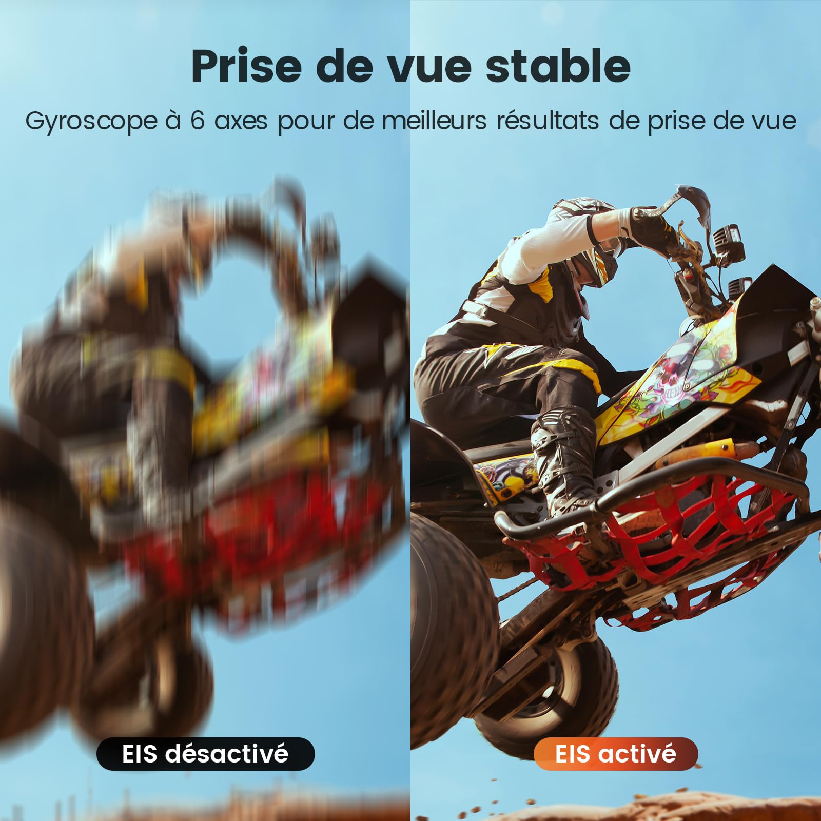 4K 60FPS 48MP Camera Sport, 50FT caméra étanche Waterproof, 8X Zoom, Grand Angle de 170° EIS stabilisation Casque avec Carte 64GB, WiFi Batterie de la caméra d'action (64GB)