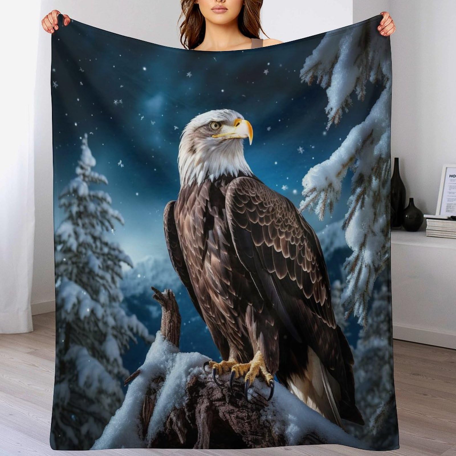 Couverture en Flanelle Épaisse Aigle, linge de lit durable au fini premium
