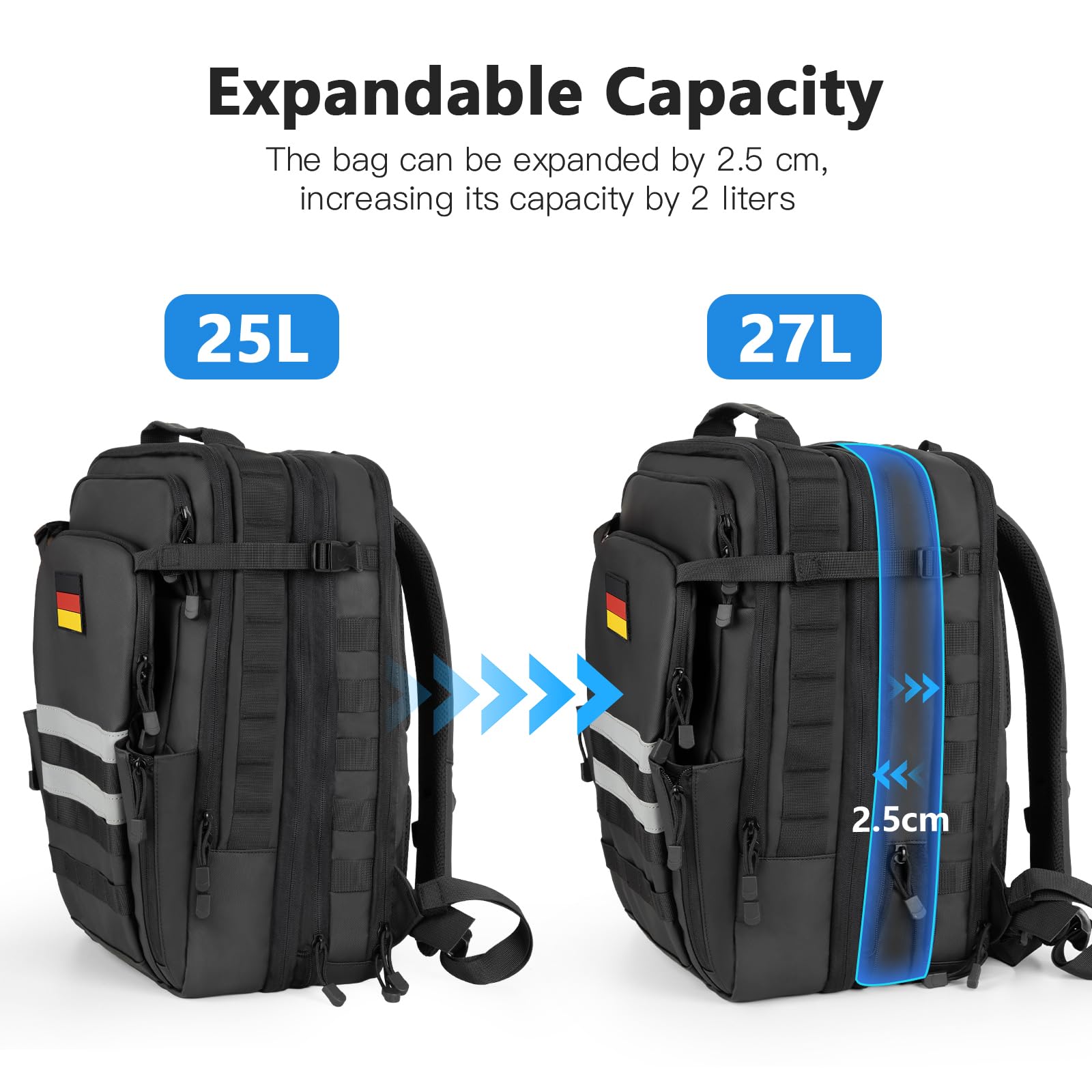 Jueachy Motorrad Rucksack Wasserdicht Herren Damen Motorradhel Backpack | Taktische Motorradrucksack Groß Helmrucksack Reflektierend Black - Ideal Helmtasche Motorrad Zubehör zum Motorradfahren