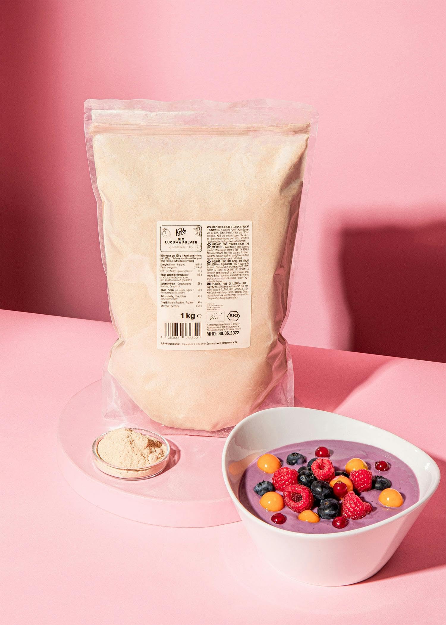 KoRo - Lucuma in polvere bio 1 kg - Prodotto con il 100% di frutta di Lucuma - Intensamente fruttato e dolce - Ideale per smoothies e frullati - Ricco di fibre