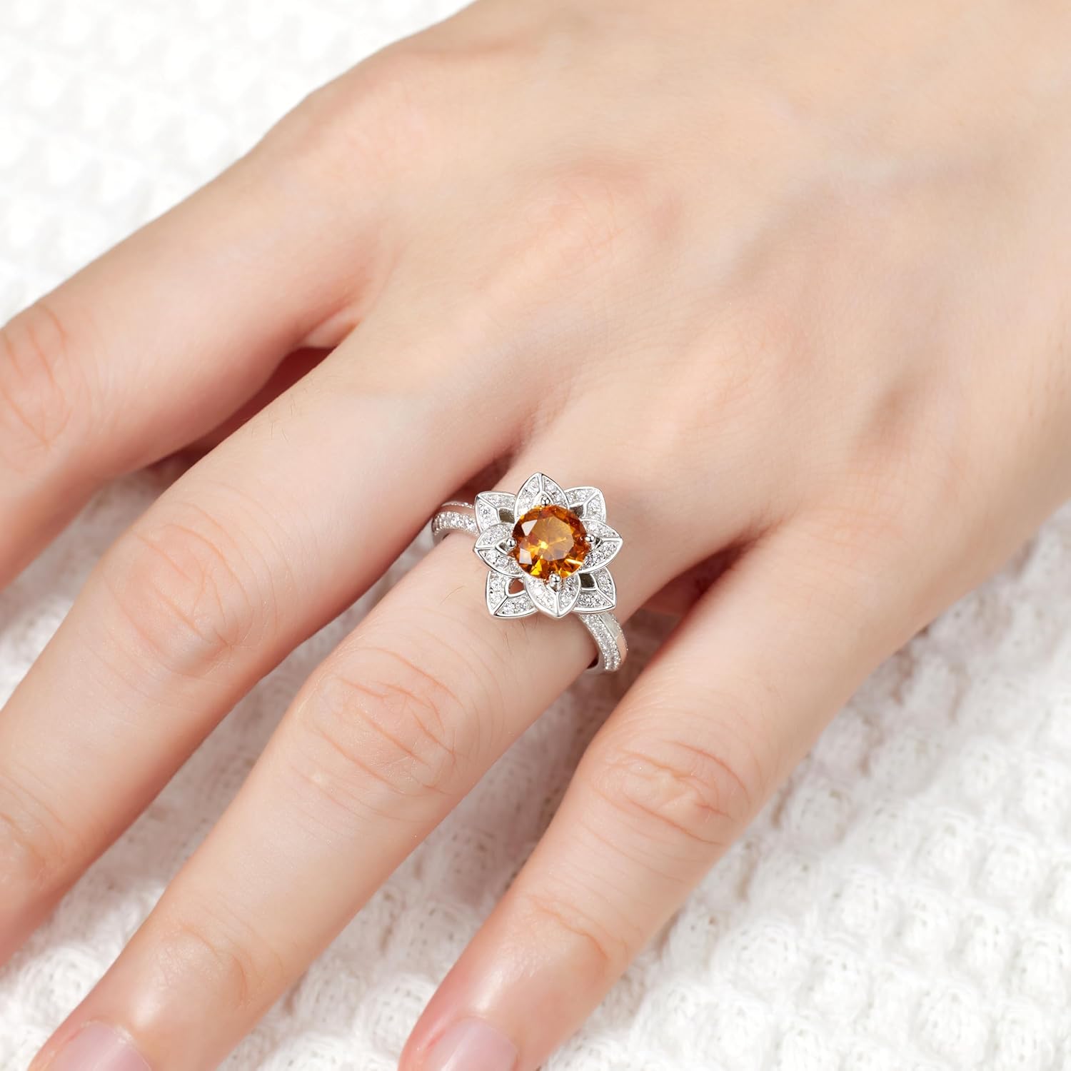 Birth Flower Ring For Women, Sterling S925 Silver Birthstone Ring - Image 5