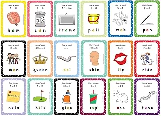 Creanoso Phonics Vowel Sounds Learning Cards (1-Deck) - Stocking Stuffers Educational Flashcards for Children â€“ Perfect Parents Teachers Teaching Assistance Tool for Home Classroom Day Care Nursery