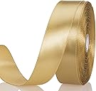 1 Inch Champaign Gold Solid Satin Ribbon, 50 Yards Craft Fabric Ribbon for Gift Wrapping Floral Bouquets Wedding Party Decoration